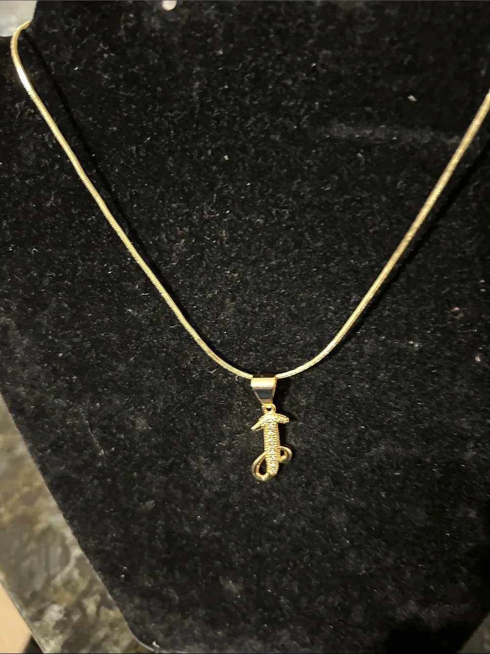 Fashion Jewelry Gold 'J' Initial Pendant Necklace with Crystals